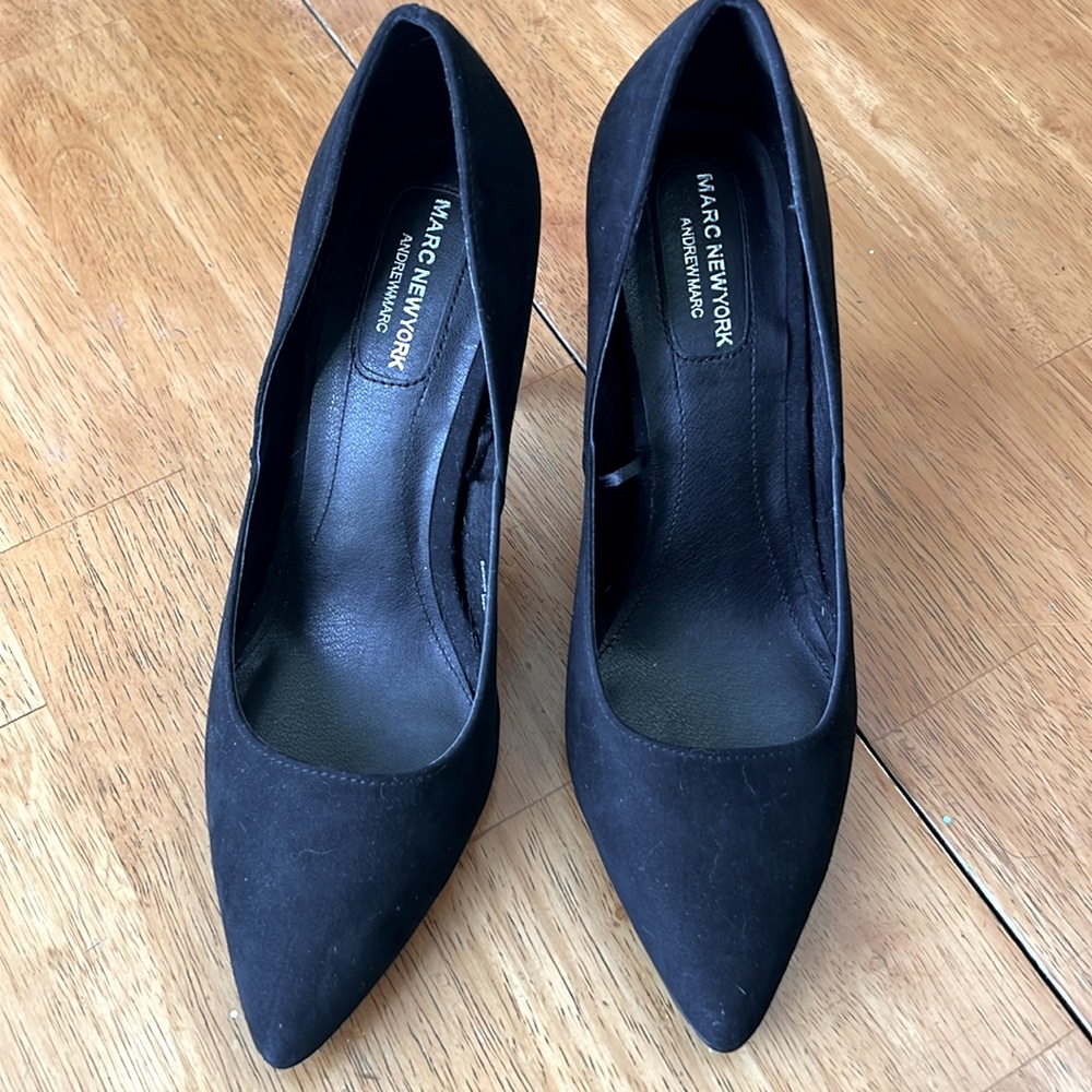 Women’s wide high heel pumps.